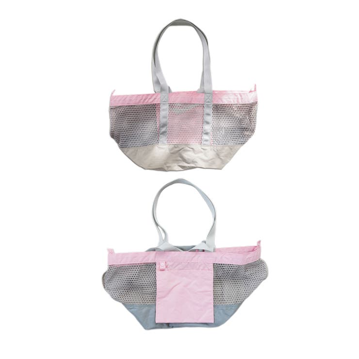 ピンク×グレー | トートバッグ レディース メッシュバッグ | mili an deni
