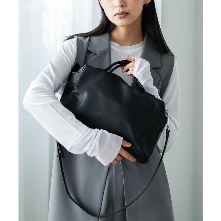 ブラック | 3WAYソフトフェイクレザーバッグ 3WAY ショルダーバッグ | mili an deni