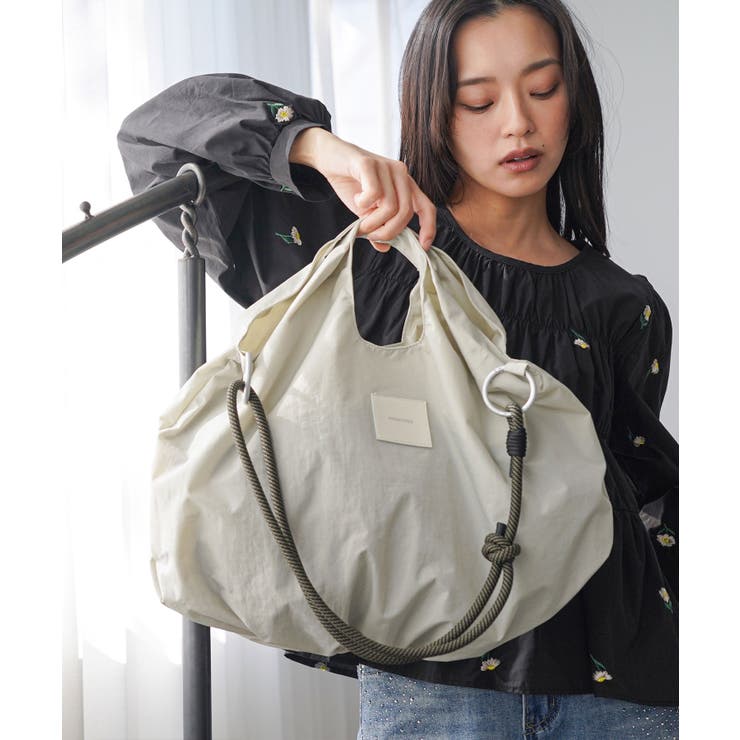 ライトカーキ | 3WAYバルーンロープトートバッグ ハンドバッグ ショルダーバッグ | mili an deni