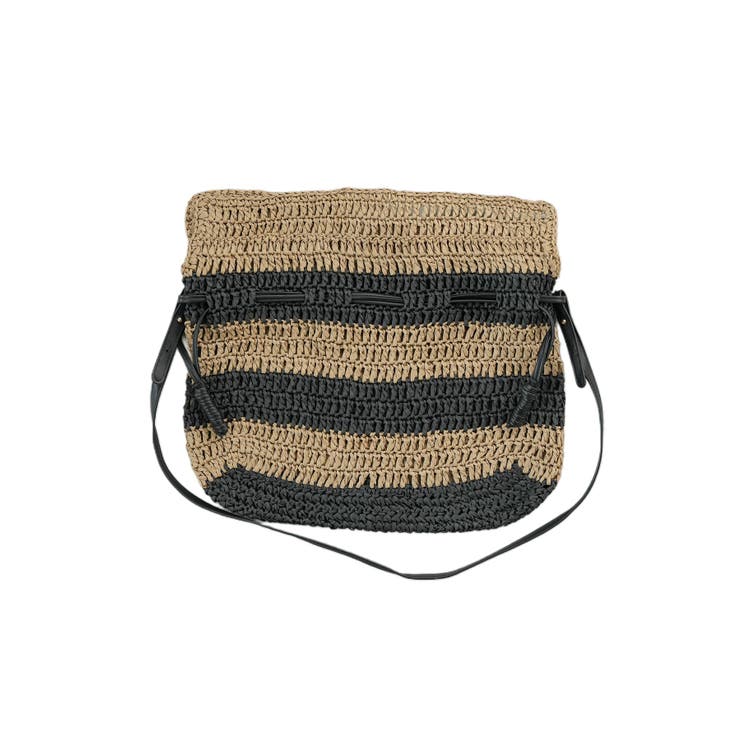 ベージュ×ブラック | バッグ レディース ボーダー巾着ジュートバッグ | mili an deni