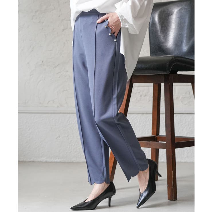 ブルーグレー | レディース パンツ パールスカラップパンツ | mili an deni