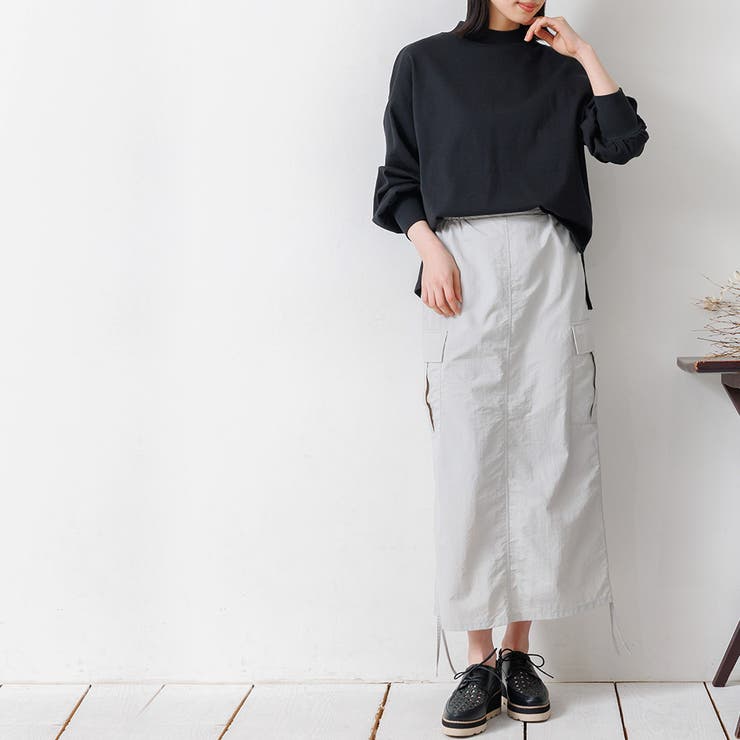 サイドドロストカーゴスカート シャーリング ロング丈 | mili an deni | 詳細画像17 