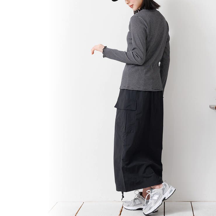 サイドドロストカーゴスカート シャーリング ロング丈 | mili an deni | 詳細画像21 