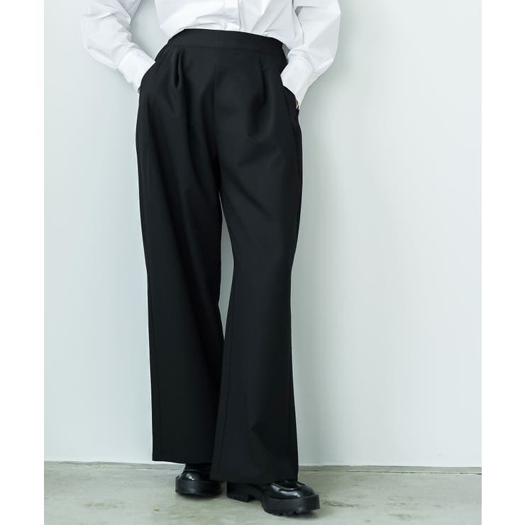 ブラック | ツータックストレートパンツ ワイドパンツ レディース | mili an deni