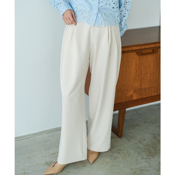アイボリー | ツータックストレートパンツ ワイドパンツ レディース | mili an deni