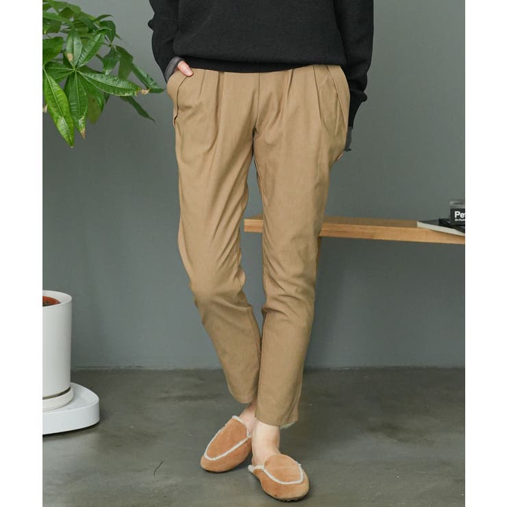 ベージュ | 裏起毛テーパードパンツ スーパーストレッチ 美脚 | mili an deni