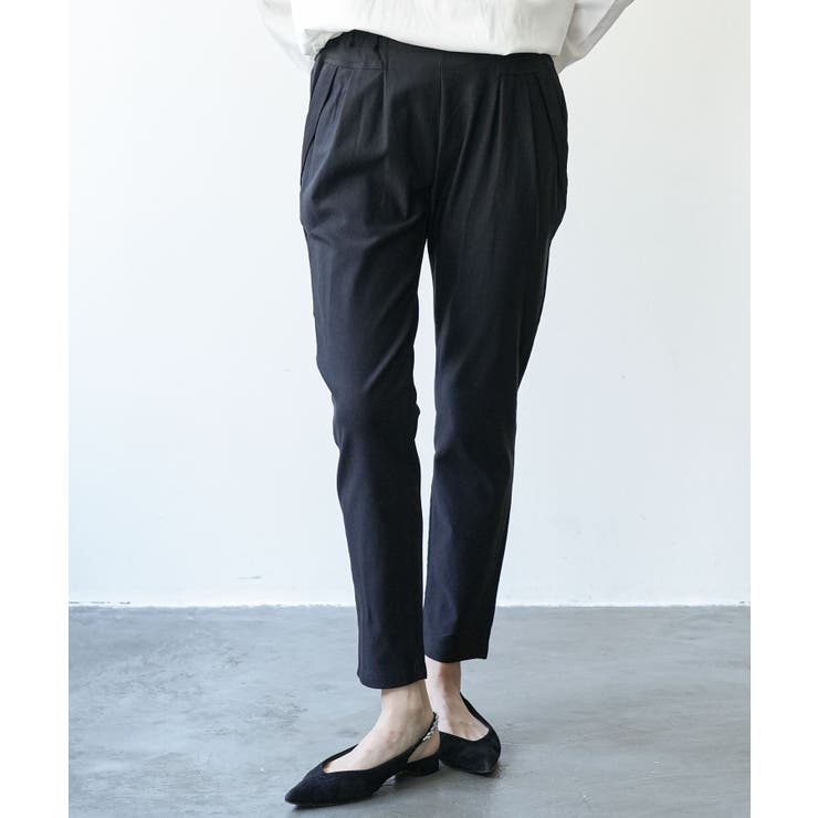 ブラック | 裏起毛テーパードパンツ スーパーストレッチ 美脚 | mili an deni