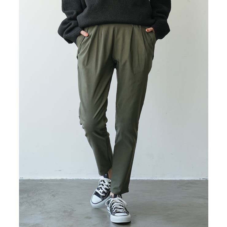 カーキ | 裏起毛テーパードパンツ スーパーストレッチ 美脚 | mili an deni