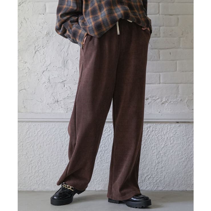 ブラウン | コーデュロイ裏フリースボンディングパンツ 裏起毛 ストレッチ | mili an deni