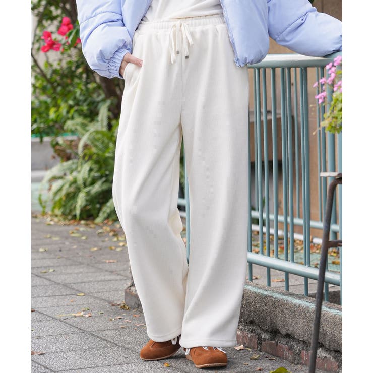 アイボリー | コーデュロイ裏フリースボンディングパンツ 裏起毛 ストレッチ | mili an deni