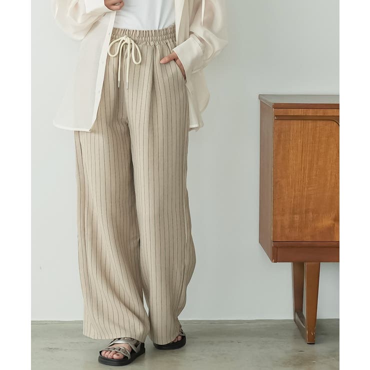 ベージュ | ストライプ イージーパンツ レディース | mili an deni