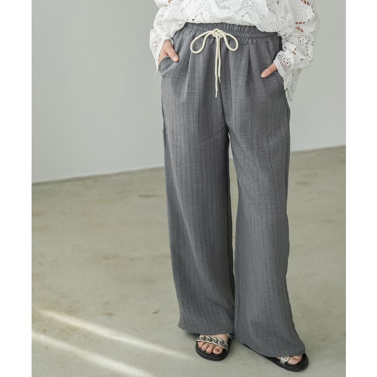 グレー | ストライプ イージーパンツ レディース | mili an deni