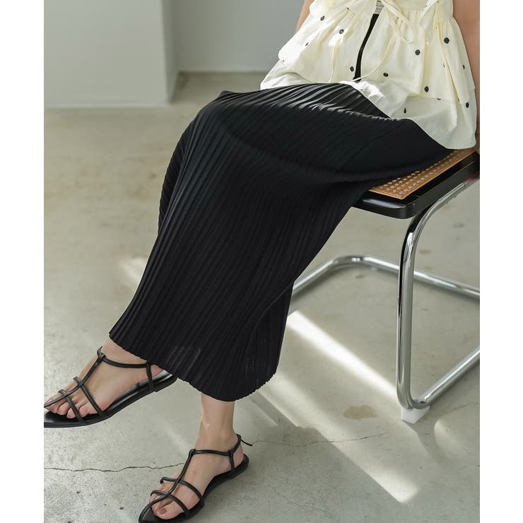 ブラック | セルフカット プリーツスカート レディース | mili an deni