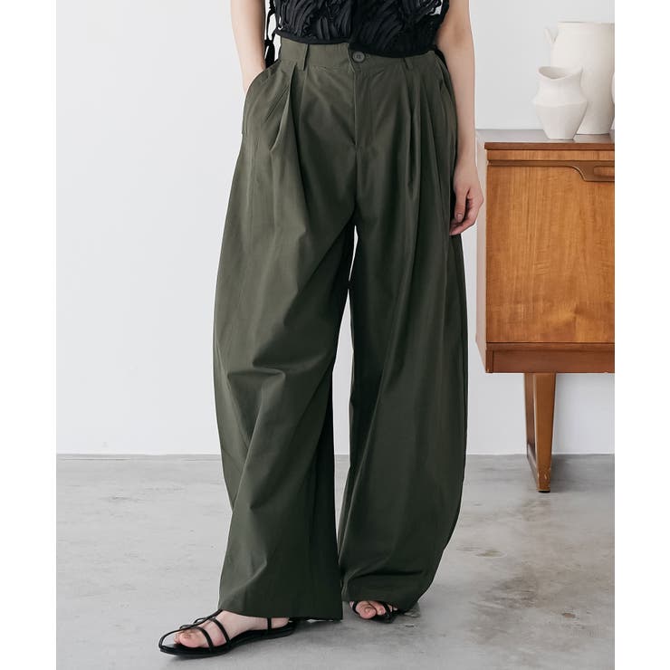 カーキ | ミリタリーカーブパンツ ロング丈 フロントタック | mili an deni