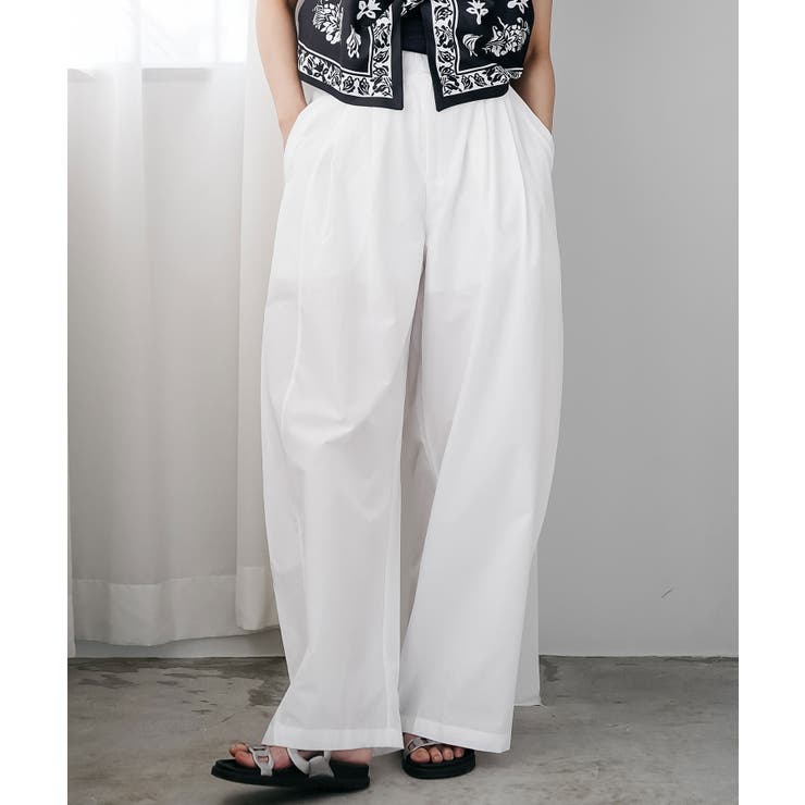 オフホワイト | ミリタリーカーブパンツ ロング丈 フロントタック | mili an deni