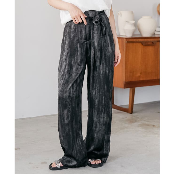 ブラック | グラデーションイージーワイドパンツ ロング丈 ボトムス | mili an deni