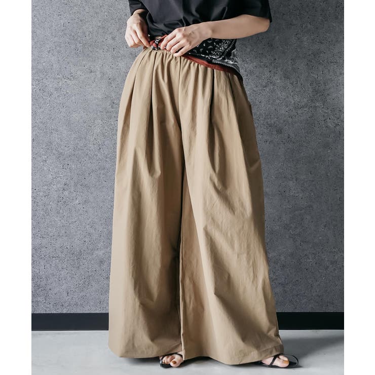 ベージュ | スカーフ付き ミリタリーワイドパンツ ロング丈 | mili an deni