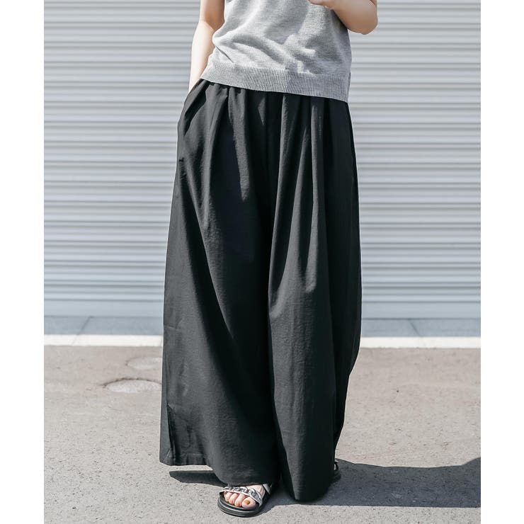 ブラック | スカーフ付き ミリタリーワイドパンツ ロング丈 | mili an deni