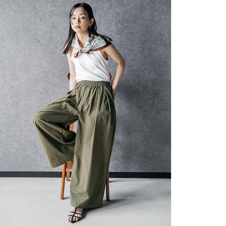 スカーフ付き ミリタリーワイドパンツ ロング丈 | mili an deni | 詳細画像16 