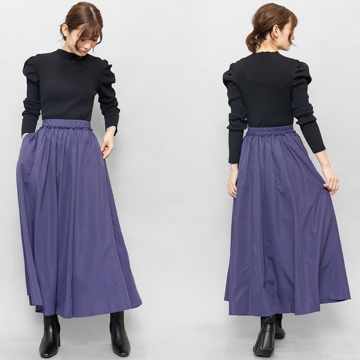 撥水加工ハイカウントフレアスカート ロング丈 M[品番：MADW0004040