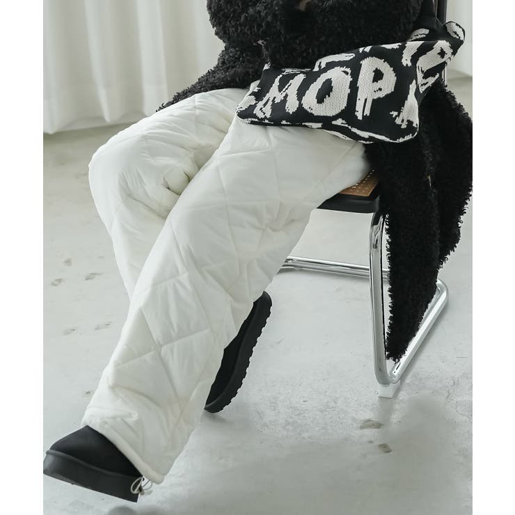 オフホワイト | ダイヤキルト裾ドロスト中綿パンツ ロング丈 防寒パンツ | mili an deni