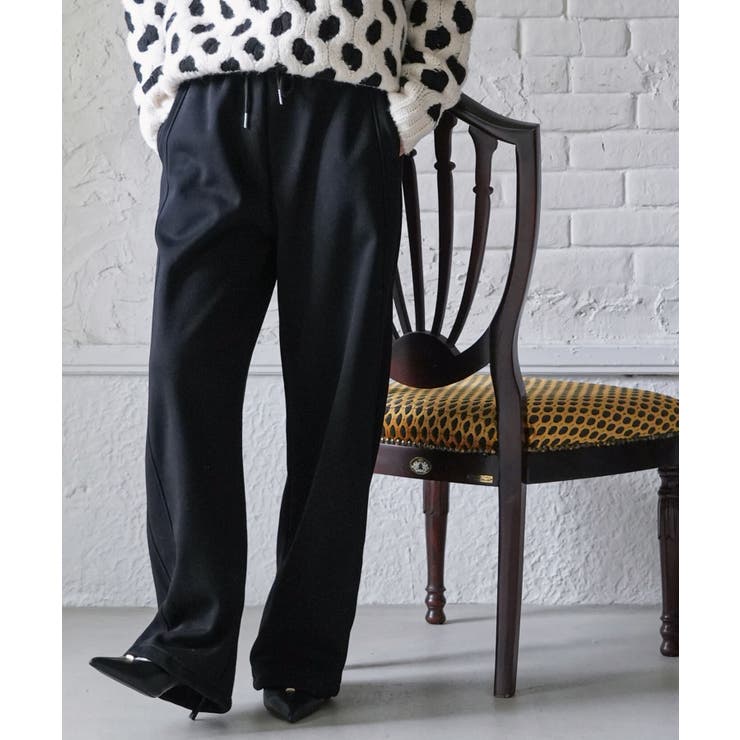 ブラック | 裏ベロアスウェットパンツ 裏起毛 カーブパンツ | mili an deni