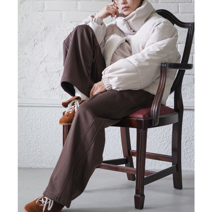 ブラウン | 裏ベロアスウェットパンツ 裏起毛 カーブパンツ | mili an deni