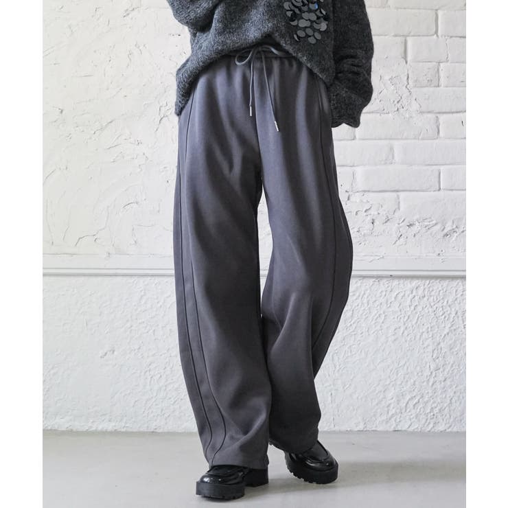 チャコール | 裏ベロアスウェットパンツ 裏起毛 カーブパンツ | mili an deni