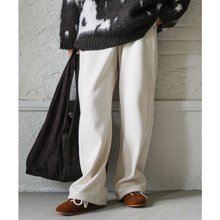 アイボリー | 裏ベロアスウェットパンツ 裏起毛 カーブパンツ | mili an deni