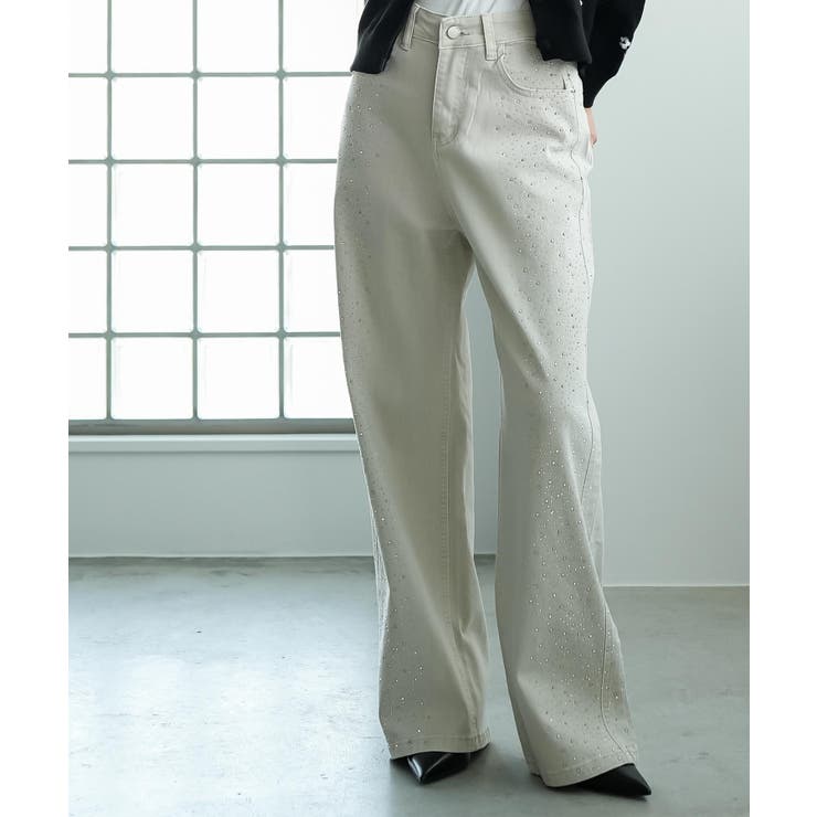 ブルー | シャイニー ストレート デニムパンツ | mili an deni