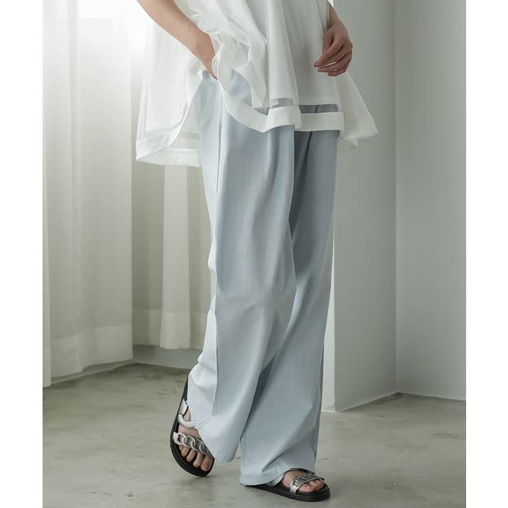 サックス | シャイニードット イージーパンツ レディース | mili an deni