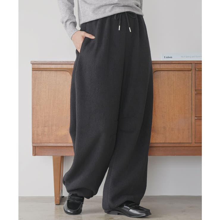 ブラック | ボアパンツ レディース イージーパンツ | mili an deni