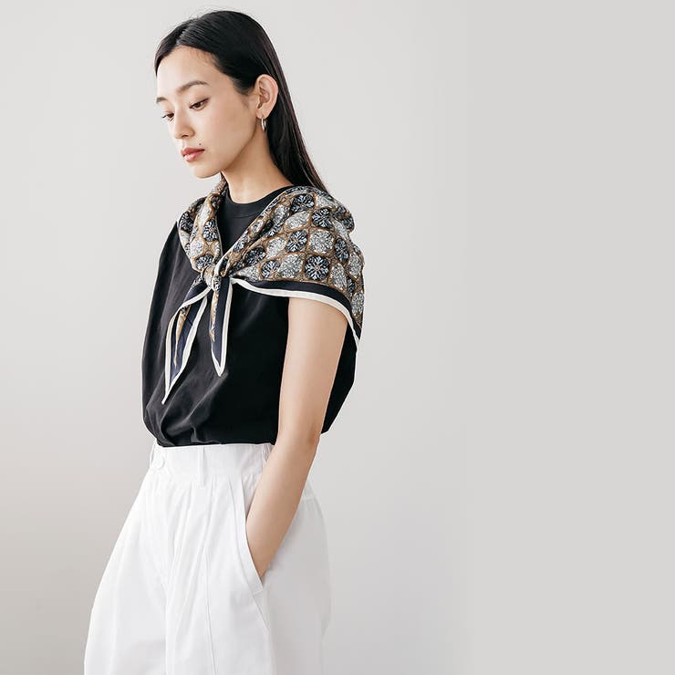 小紋柄トライアングルストール シルクタッチ 大きめ | mili an deni | 詳細画像13 