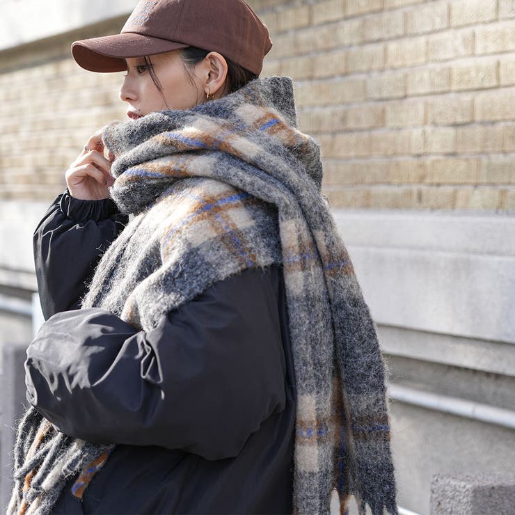 チェック起毛ストール ウール 大きめストール | mili an deni | 詳細画像6 