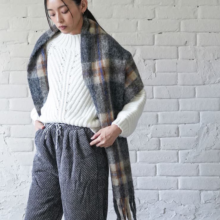 チェック起毛ストール ウール 大きめストール | mili an deni | 詳細画像10 