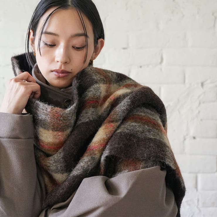 チェック起毛ストール ウール 大きめストール | mili an deni | 詳細画像14 