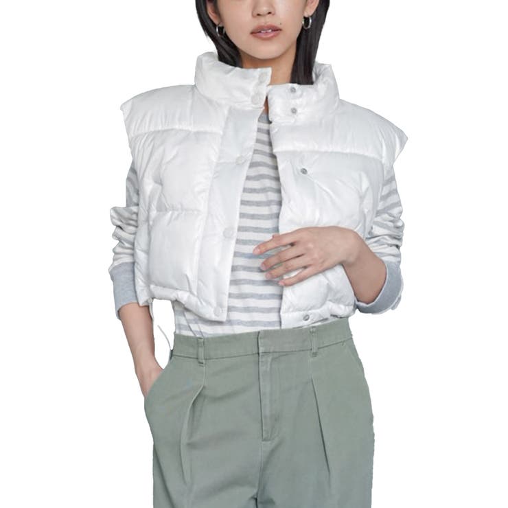 オフホワイト | 中綿ショートベスト メタリック ファイバーダウン | mili an deni