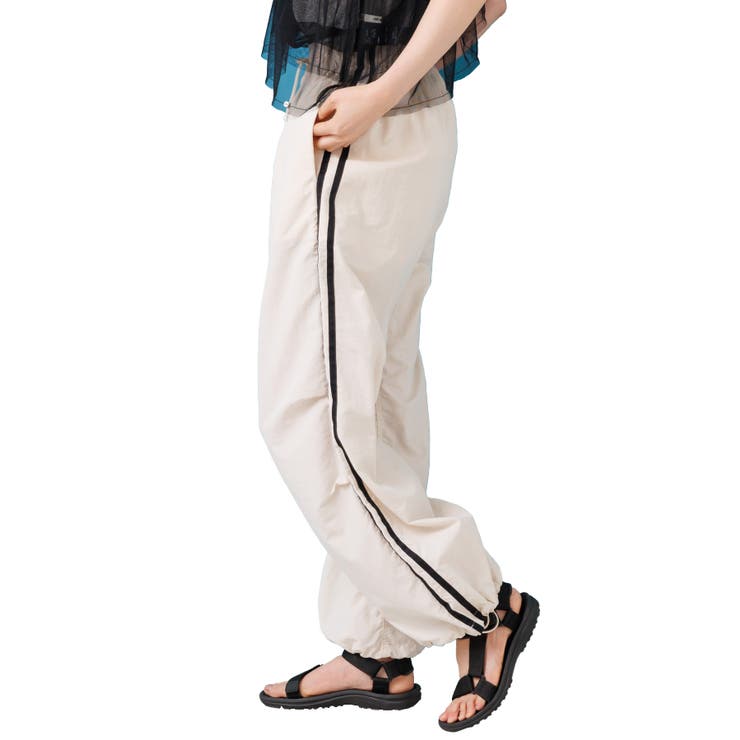 アイボリー | サイドライン パラシュートイージーパンツ ゆったり | mili an deni