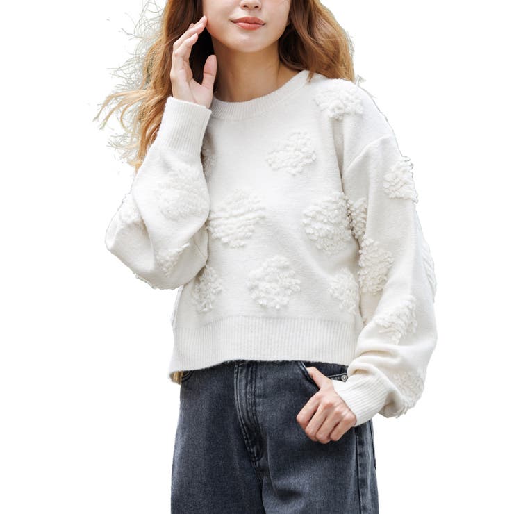 アイボリー | レディース セーター もちもちニットショートプルオーバー | mili an deni