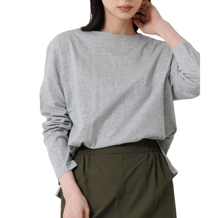 グレー | ドロップショルダーロンTシャツ Tシャツ サイドスリット | mili an deni