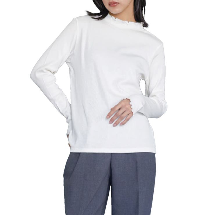 オフホワイト | レディース トップス ギャザーネックテレコリブトップス | mili an deni