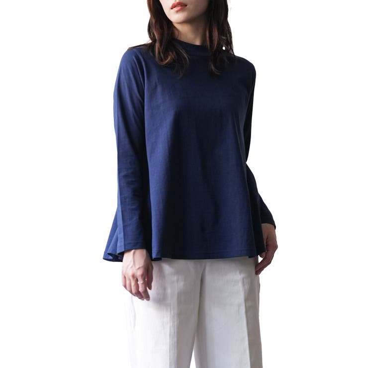 ネイビー | レディース トップス 裾フレアロンT | mili an deni