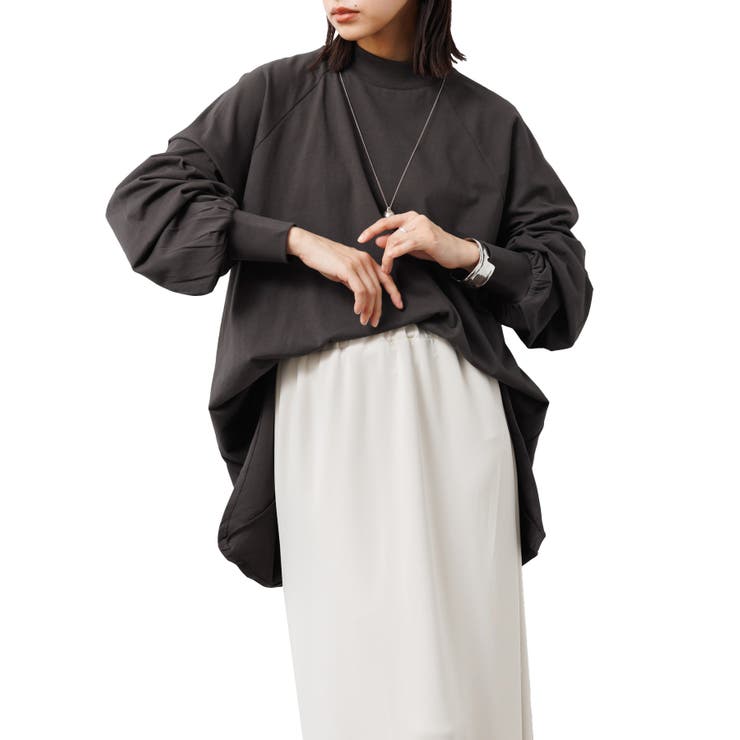 チャコール | レディース トップス 袖ボリュームオーバーサイズロンT | mili an deni