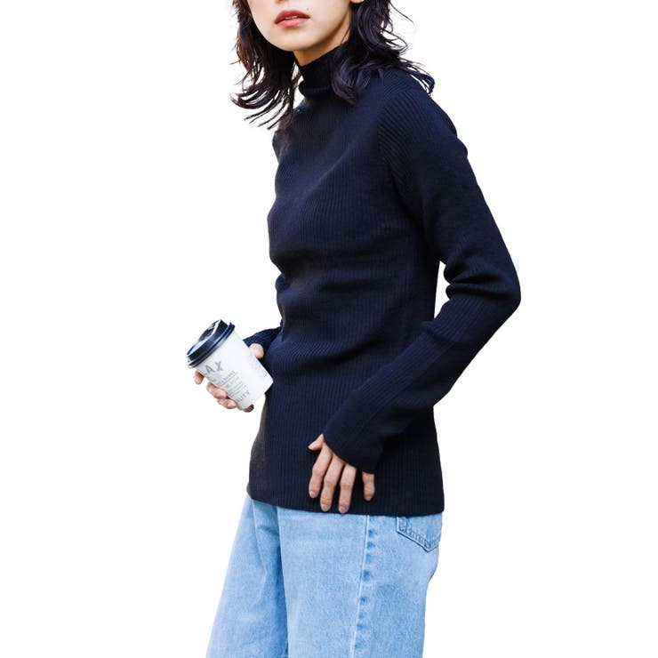 ブラック | 洗える ウォッシャブルリブニット プルオーバー | mili an deni