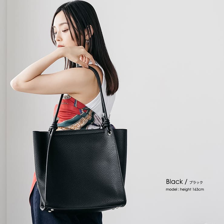 ポーチ付きフェイクレザートートバッグ ハンドバッグ ポーチセット | mili an deni | 詳細画像7 