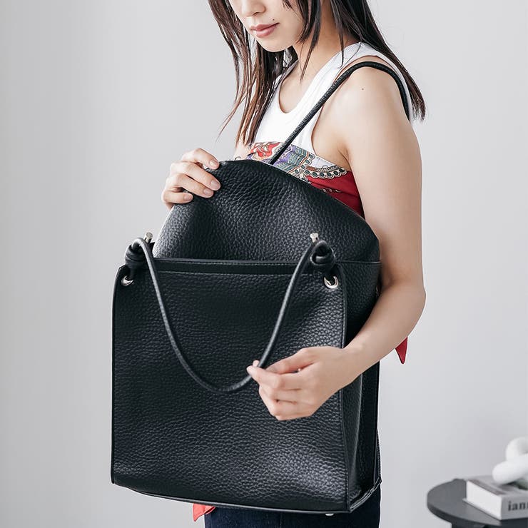 ポーチ付きフェイクレザートートバッグ ハンドバッグ ポーチセット | mili an deni | 詳細画像9 