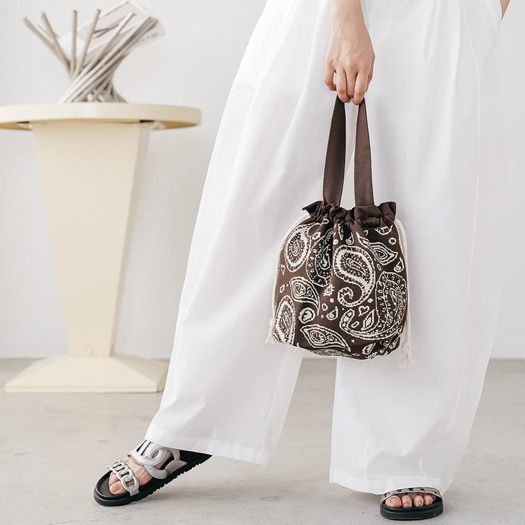 バンダナ巾着バッグ ハンドバッグ ニットジャガード | mili an deni | 詳細画像13 