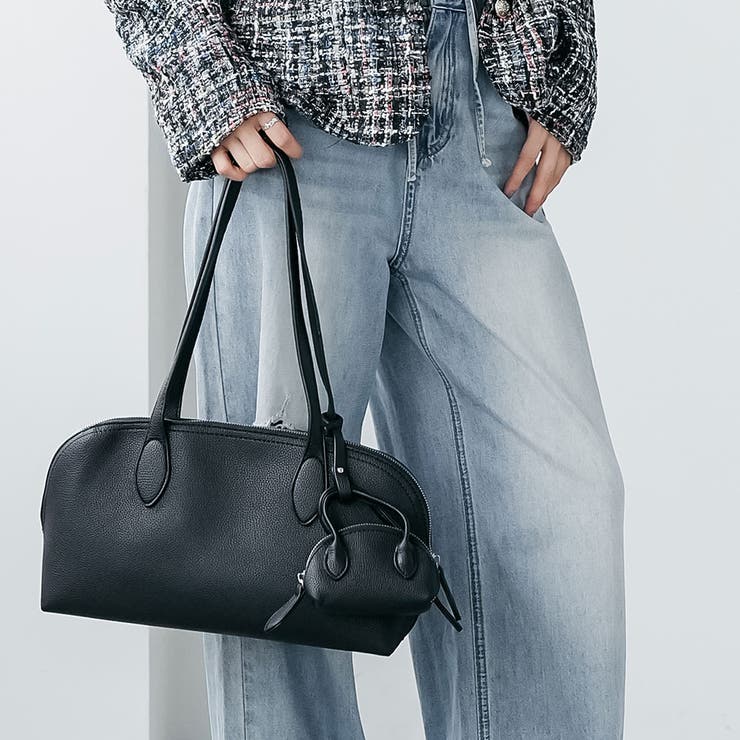 バッグチャーム付きロングハンドルバッグ ショルダーバッグ ハンドバッグ | mili an deni | 詳細画像10 