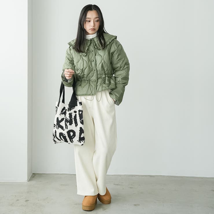 ジャガードニットトートバッグ ショルダーバッグ 英字 | mili an deni | 詳細画像10 