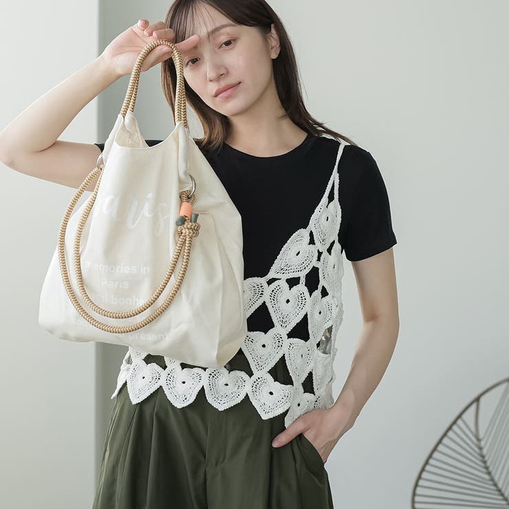 3WAYロープハンドルトートバッグ ロゴプリント レディース | mili an deni | 詳細画像7 